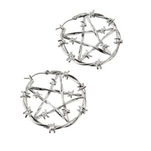 Killstar Silver Pentagram Earrings